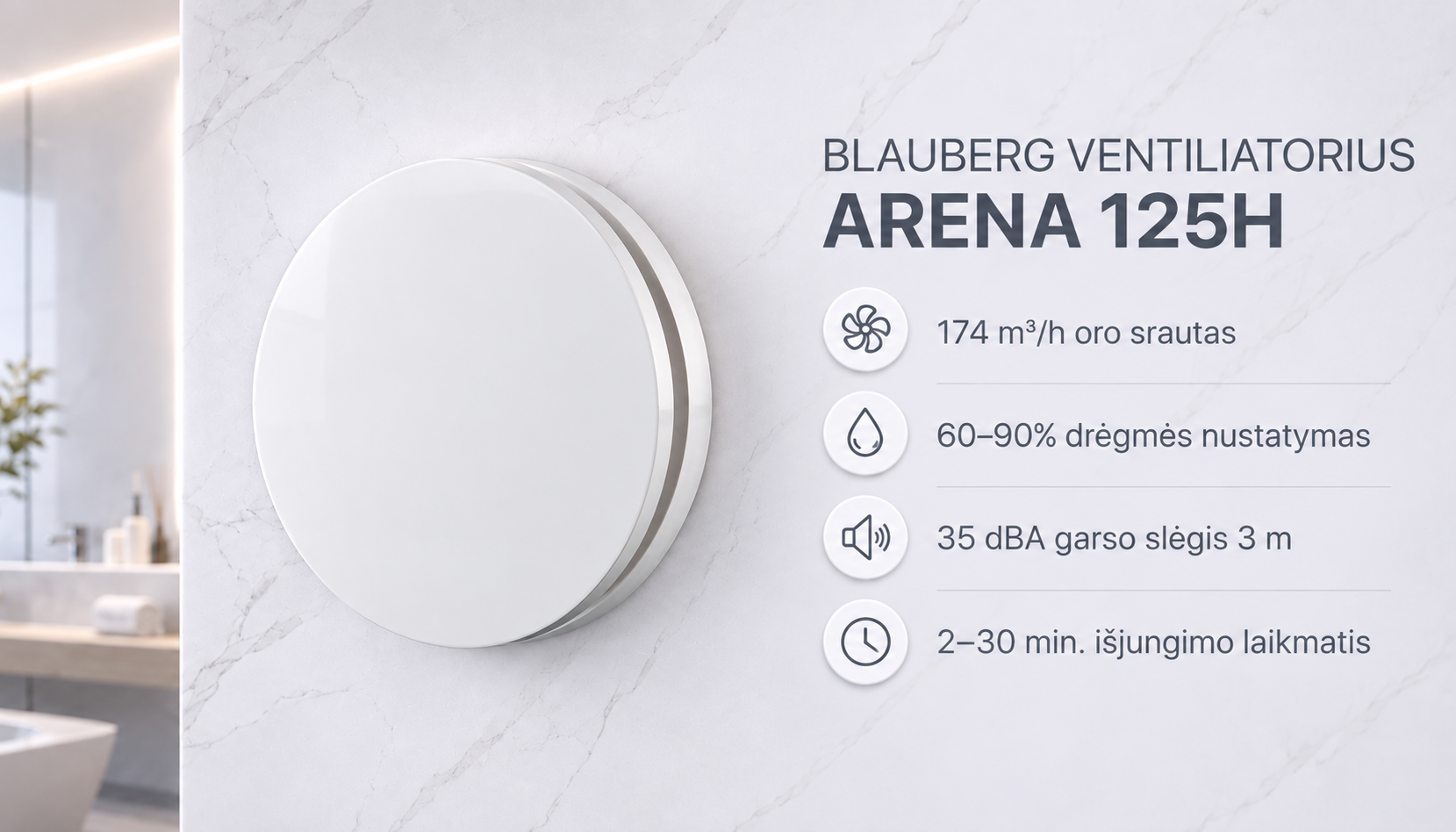 Blauberg Arena 125H drėgmės jutiklio automatinio veikimo vizualas