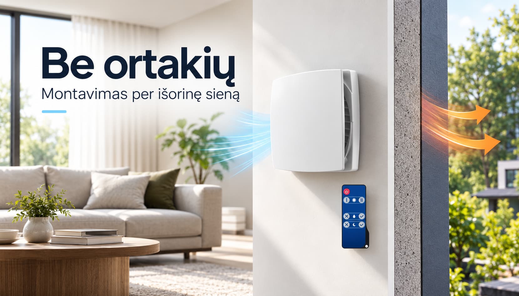 Blauberg Solo A50 S4 Pro R V.2 montavimas per išorinę sieną