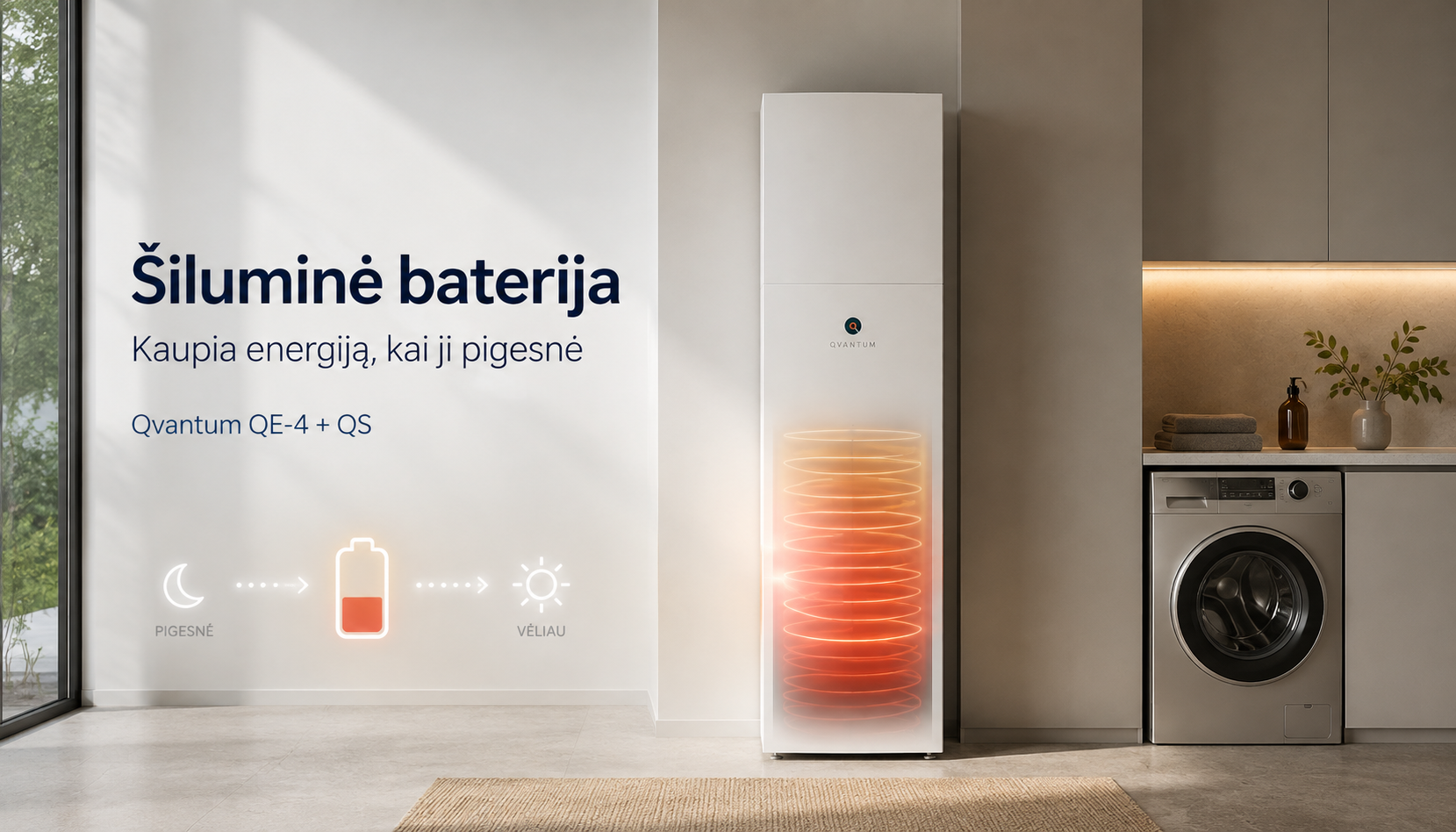 Qvantum QE-4 šiluminė baterija ir energijos kaupimas