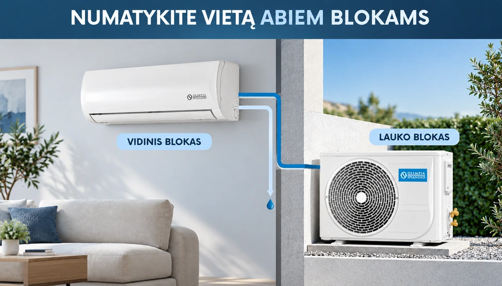 Mystral S1 E Inverter 18 WiFi – Vidinio ir lauko blokų išdėstymas
