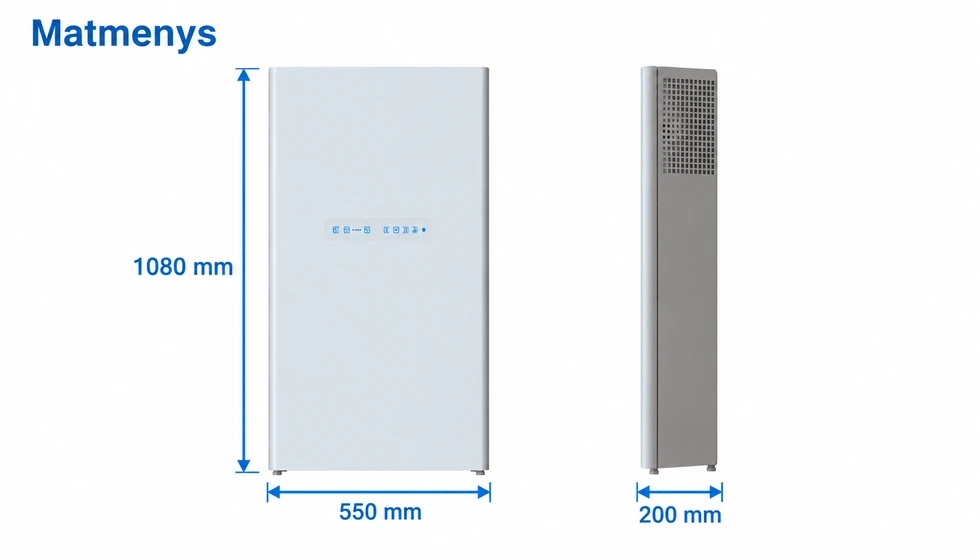 Freshbox 200 ERV techninių matmenų ir Ø100 mm jungčių schema