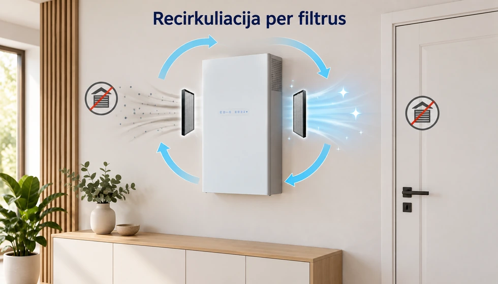 Freshbox 200 ERV recirkuliacijos režimo schema