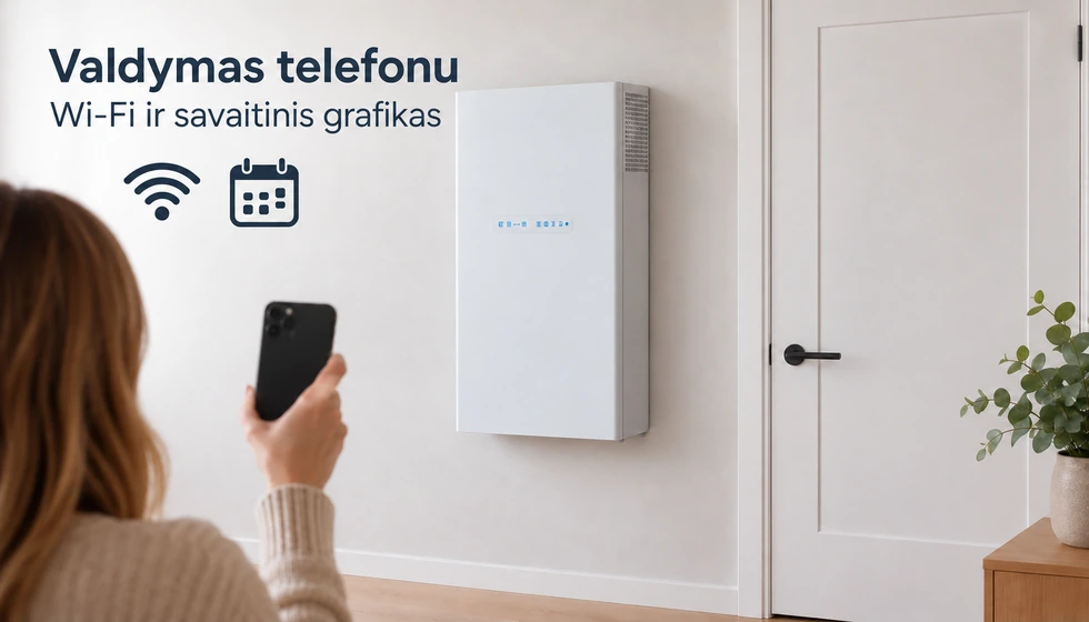 Blauberg Freshbox Wi-Fi programėlė, valdymo panelė ir pultas