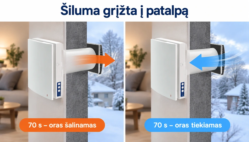Vento Expert 70 sekundžių šalinimo ir tiekimo ciklai