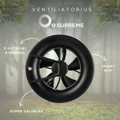 Blauberg O2 Supreme Wifi vonios ventiliatorius 100/125 5 jutikliai JUODAS